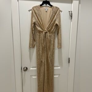 Elegant Gold Sequin Jumpsuit